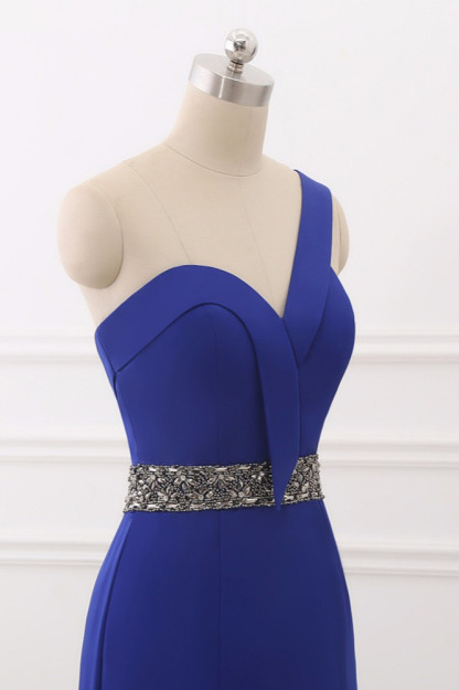 BMbridal Chic One-Shoulder Sleeveless Mermaid Prom Dresses with Beadings Sash On Sale