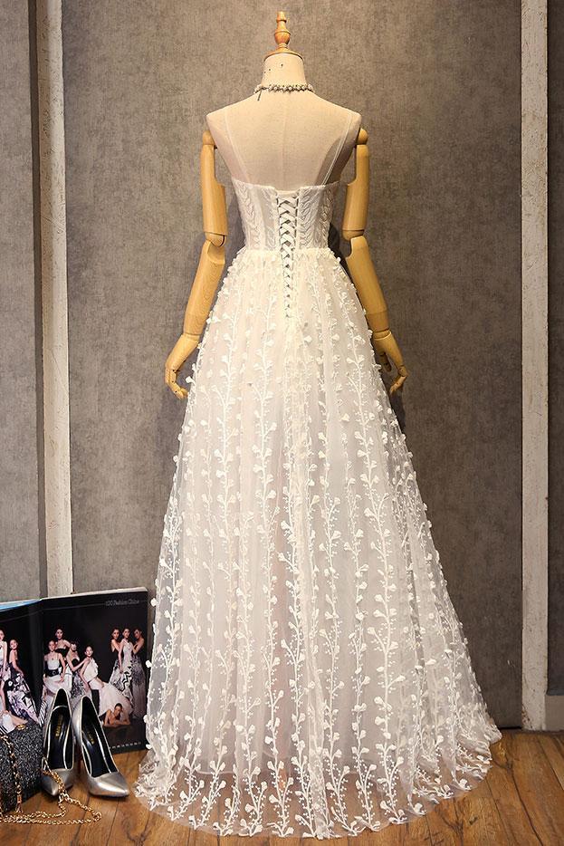 BMbridal Gorgeous Sweetheart Long Spaghetti Straps Wedding Dress Sleeveless Appliques Bridal Gowns On Sale-BMbridal