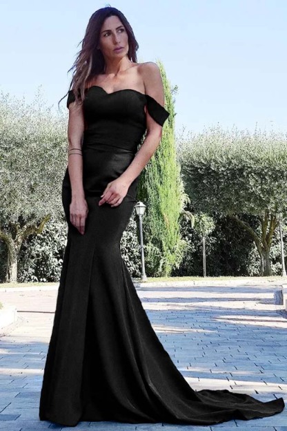 Mermaid Sweetheart Sleeveless Off the Shoulder Royal Blue Long Prom Dress