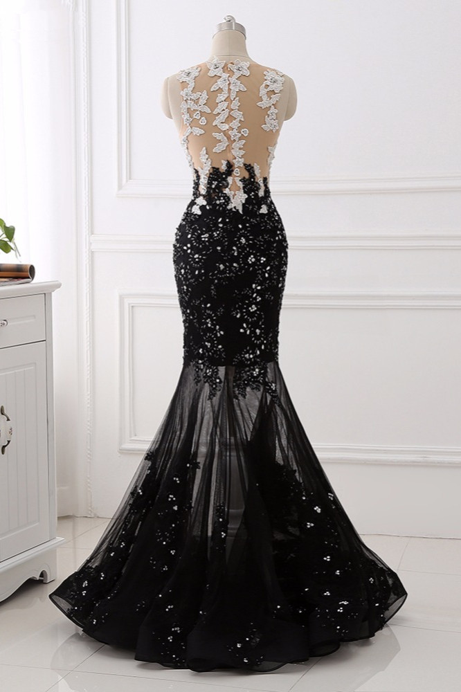 BMbridal Luxury Tulle Jewel Appliques Mermaid Prom Dresses with Rhinestone Online