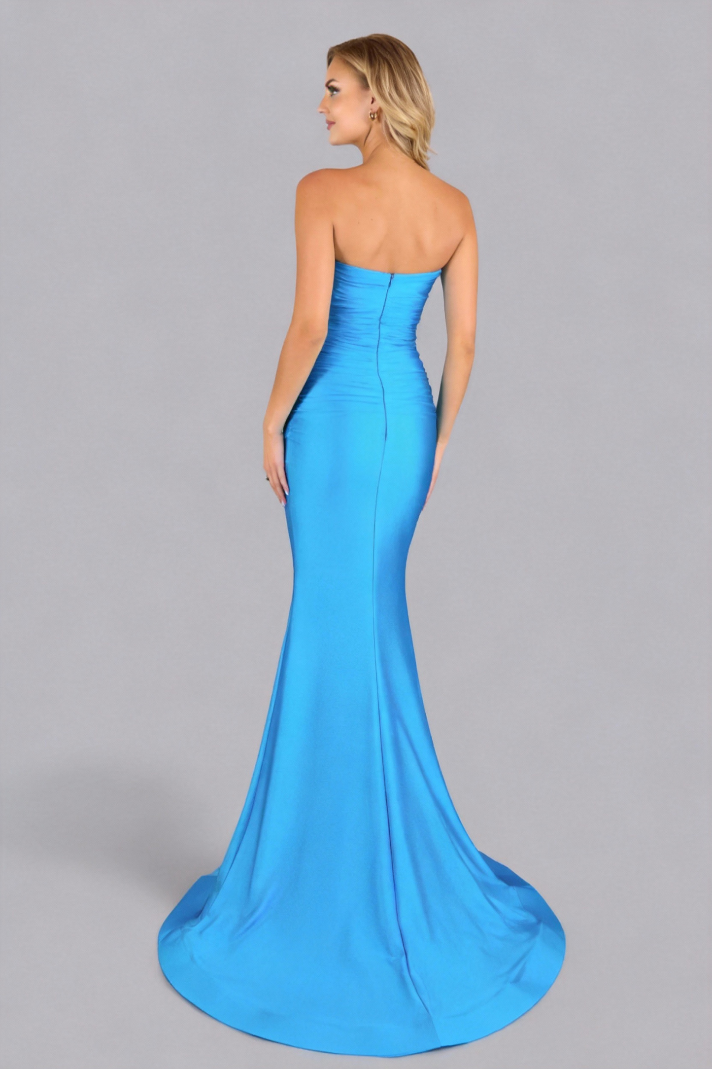 Strapless Sleeveless Long Mermaid Prom Dress With Pleated