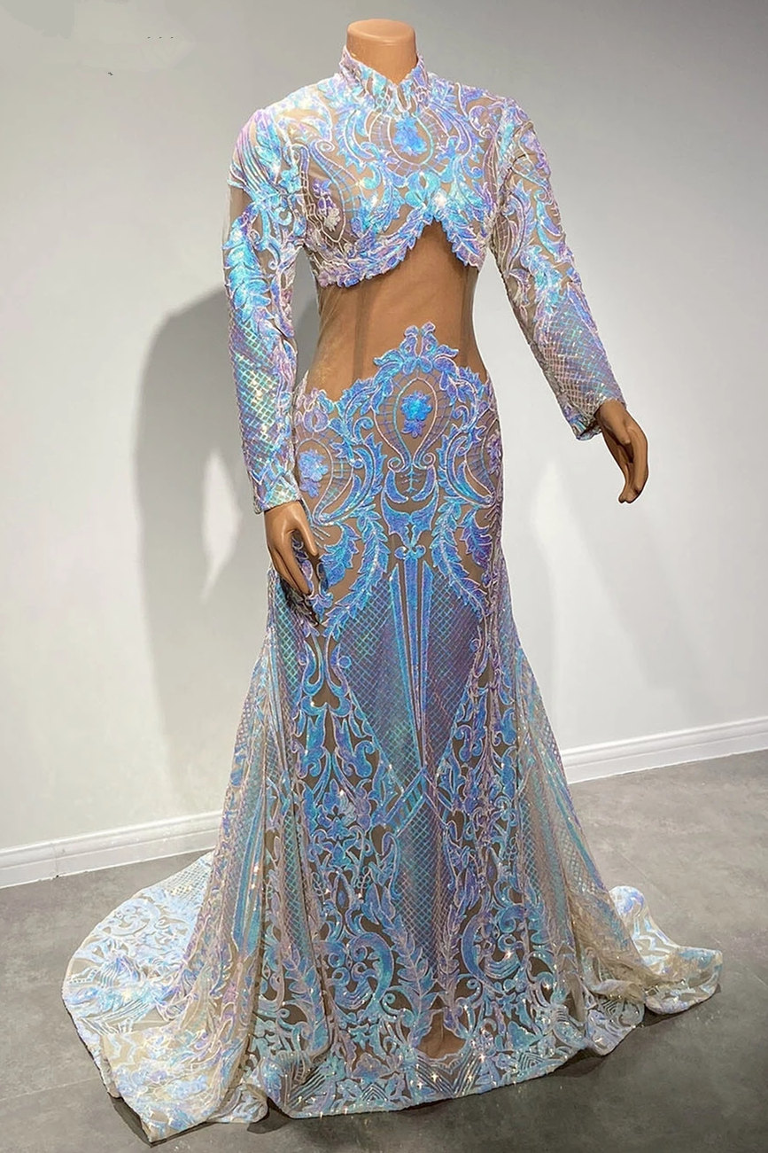 Bmbridal Long Sleeves Prom Dress Mermaid Sequins Online