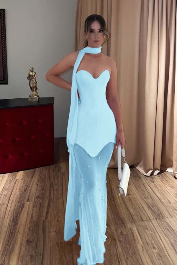 Strapless Sweetheart Sleeveless Long Mermaid Prom Dress With Beading