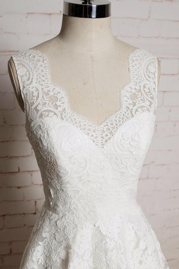 BMbridal Chic V-neck Appliques Tulle A-line Wedding Dress On Sale-BMbridal