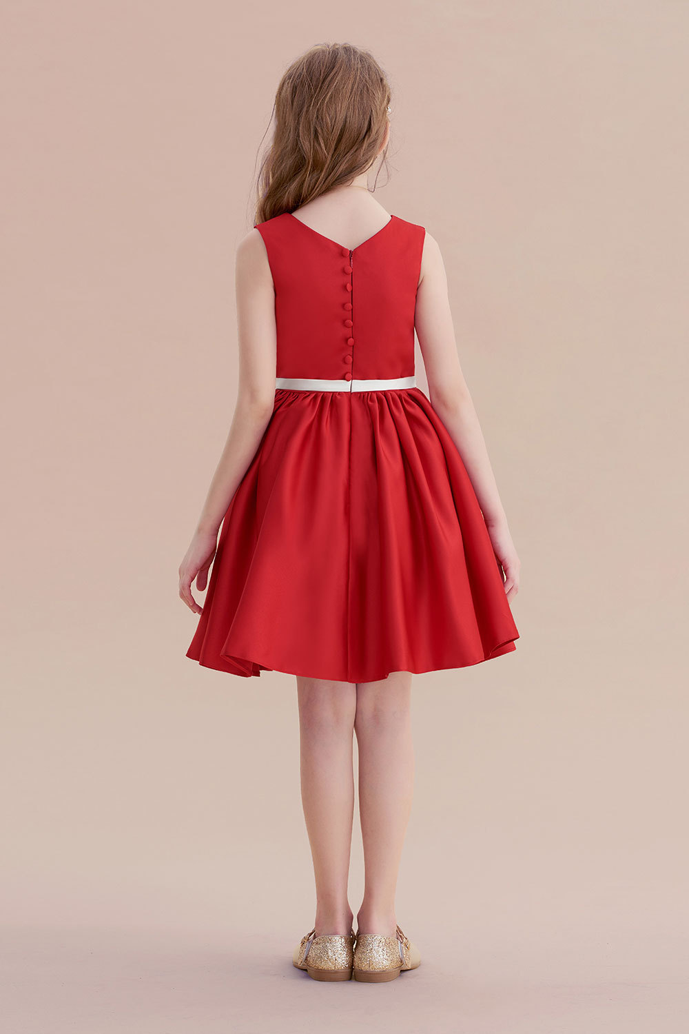 BMbridal A-Line Affordable Appliques Satin Flower Girl Dress Online-BMbridal