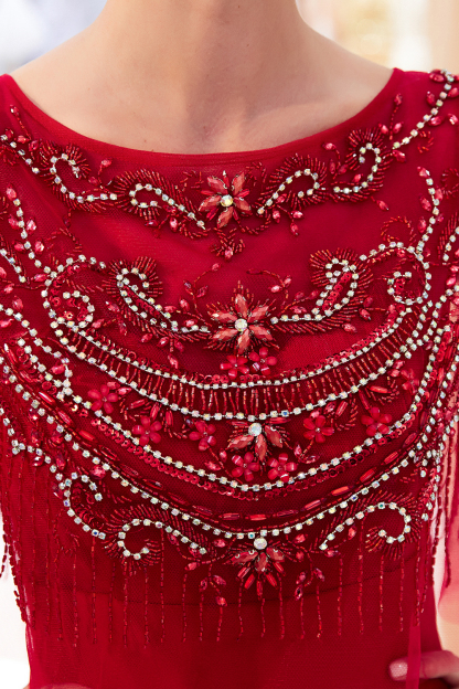 BMbridal Gorgeous Mermaid Jewel Long Prom Dresses Navy Beading Formal Dresses with Crystals
