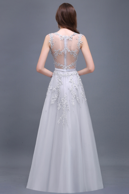 BMbridal A-line Floor-length Tulle Prom Dress with Appliques