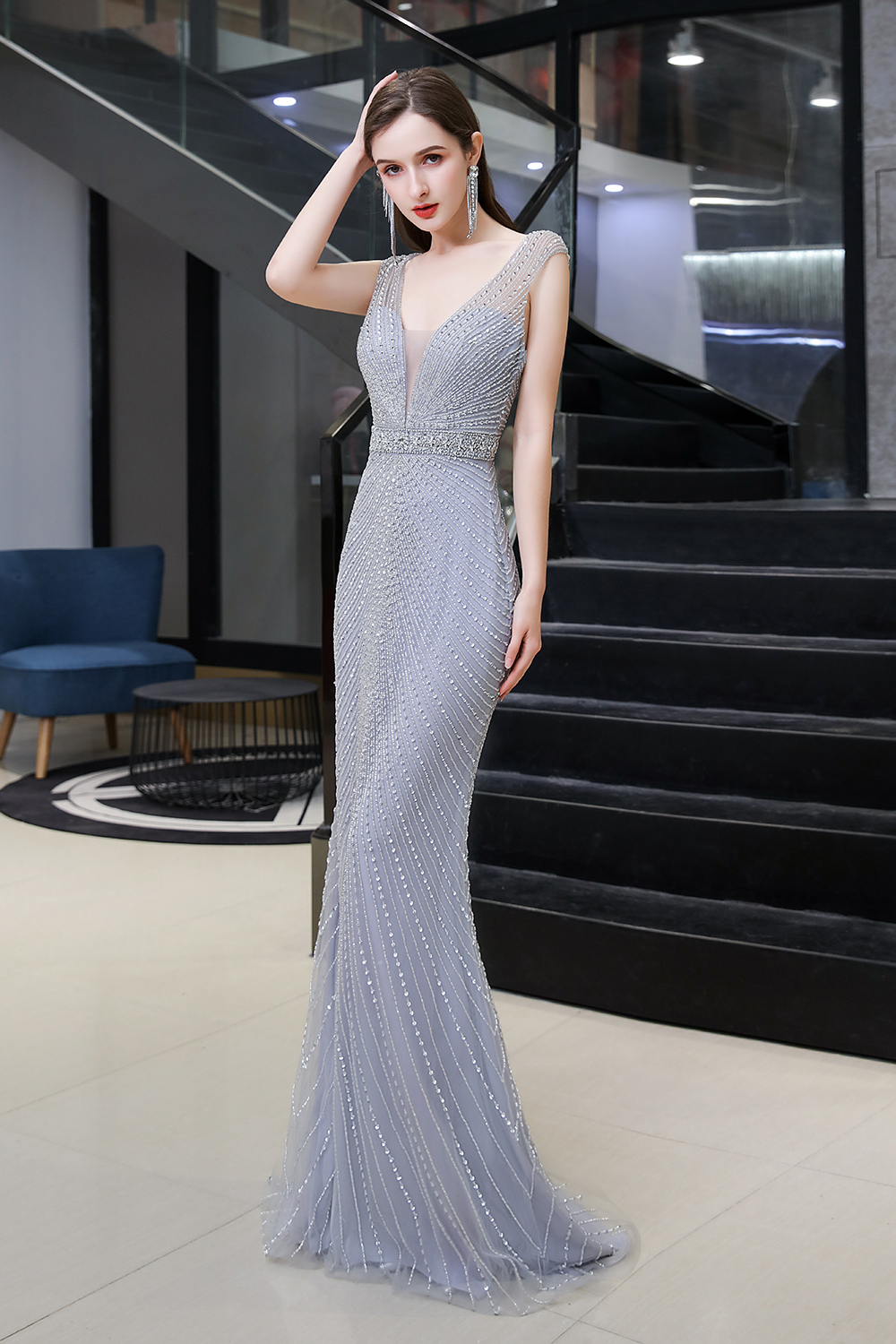 BMbridal Luxurious Beadings Mermaid Prom Dress Long Mermaid Evening Gowns On Sale