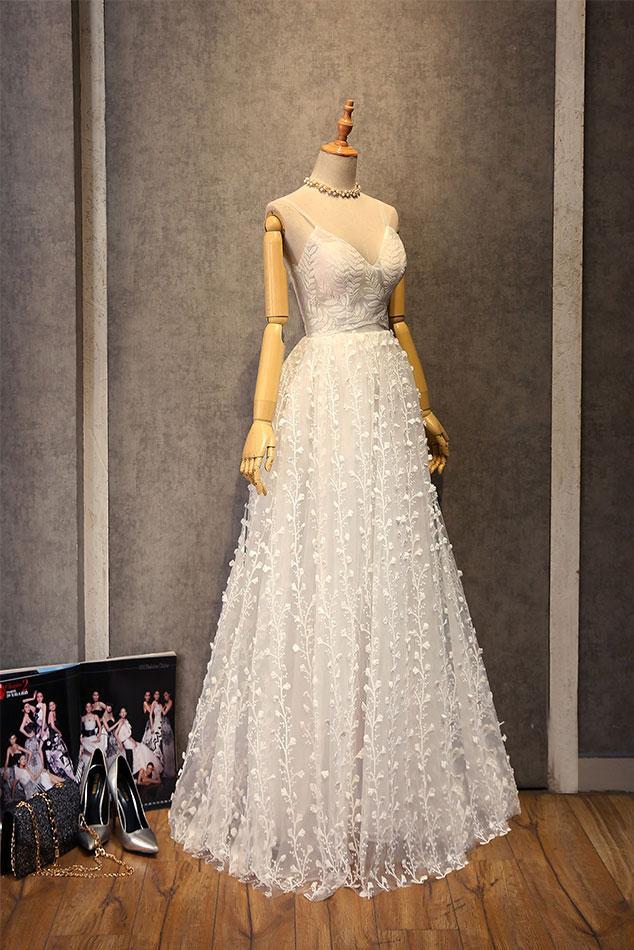 BMbridal Gorgeous Sweetheart Long Spaghetti Straps Wedding Dress Sleeveless Appliques Bridal Gowns On Sale-BMbridal