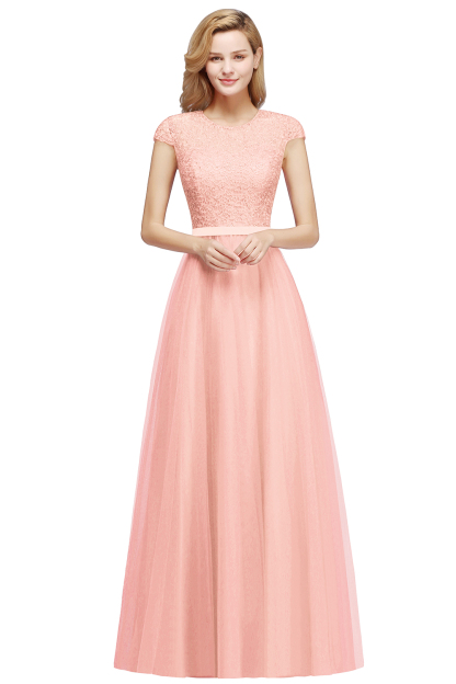 BMbridal A-line Jewel Tulle Lace Bridesmaid Dress