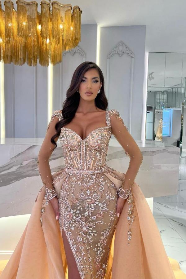 Bmbridal Straps Sweetheart Mermaid Evening Dress Overskirt With Lace