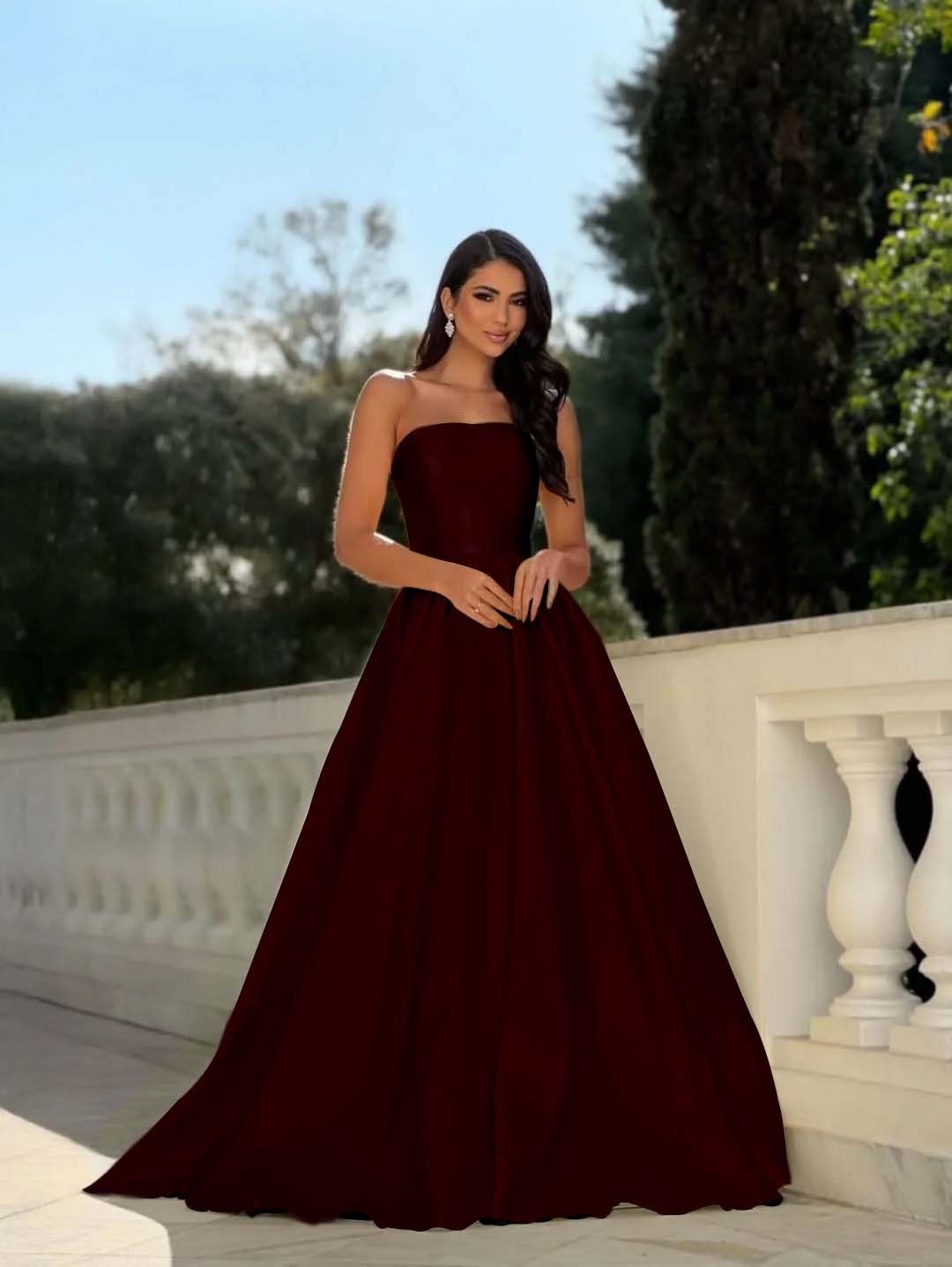 Chic Strapless Sleeveless Long A Line Prom Dress With Pleated