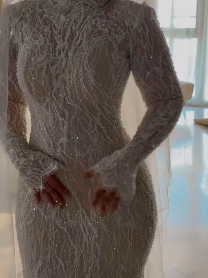 Glamorous Wide Strap Open Back Mermaid Wedding Dress with Lace Appliques