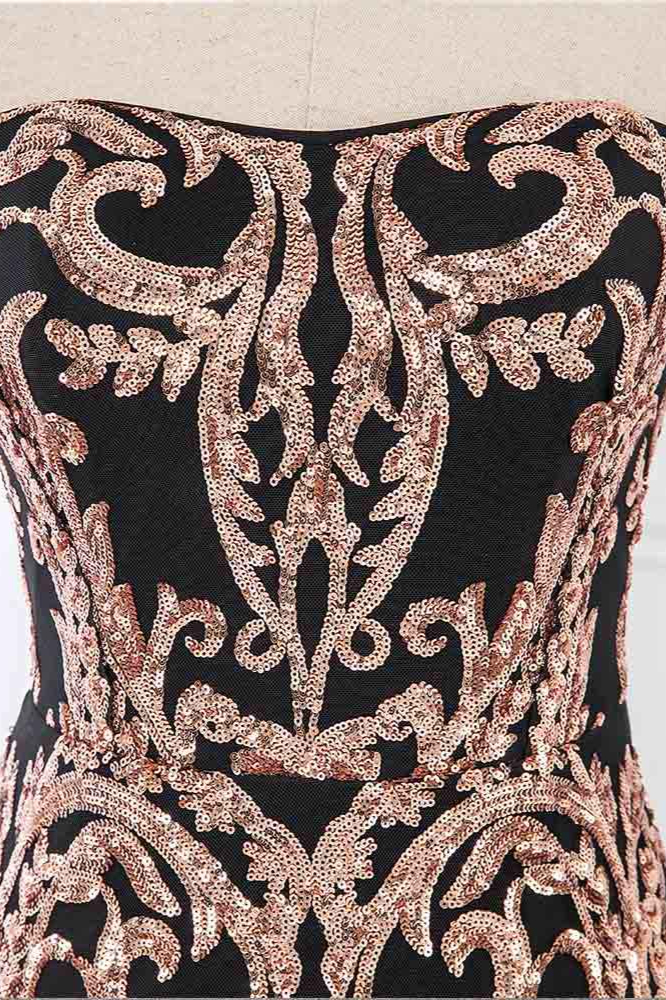 BMbridal Glamorous Strapless Sleeveless Prom Dress with Glod Appliques Online