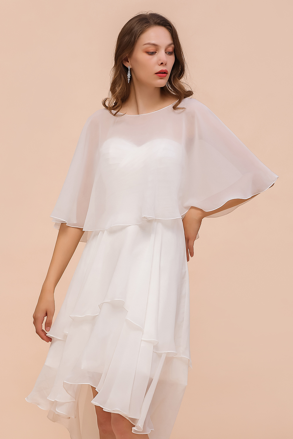 BMbridal White Chiffon Jewel Special Occasions Wraps-BMbridal