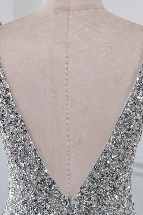 BMbridal Chic V-Neck Sleeveless Mermaid Prom Dresses with Beadings Top