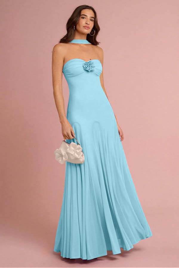 Sweetheart Strapless Sleeveless Long Prom Dress With Ruffles