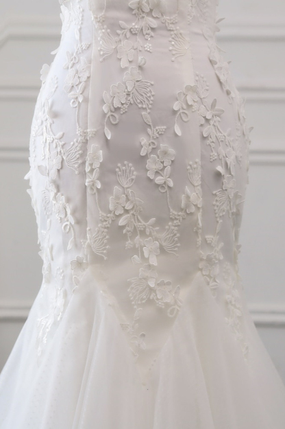 BMbridal Gorgeous Tulle Sweetheart Long Mermaid Wedding Dresses with Lace Online