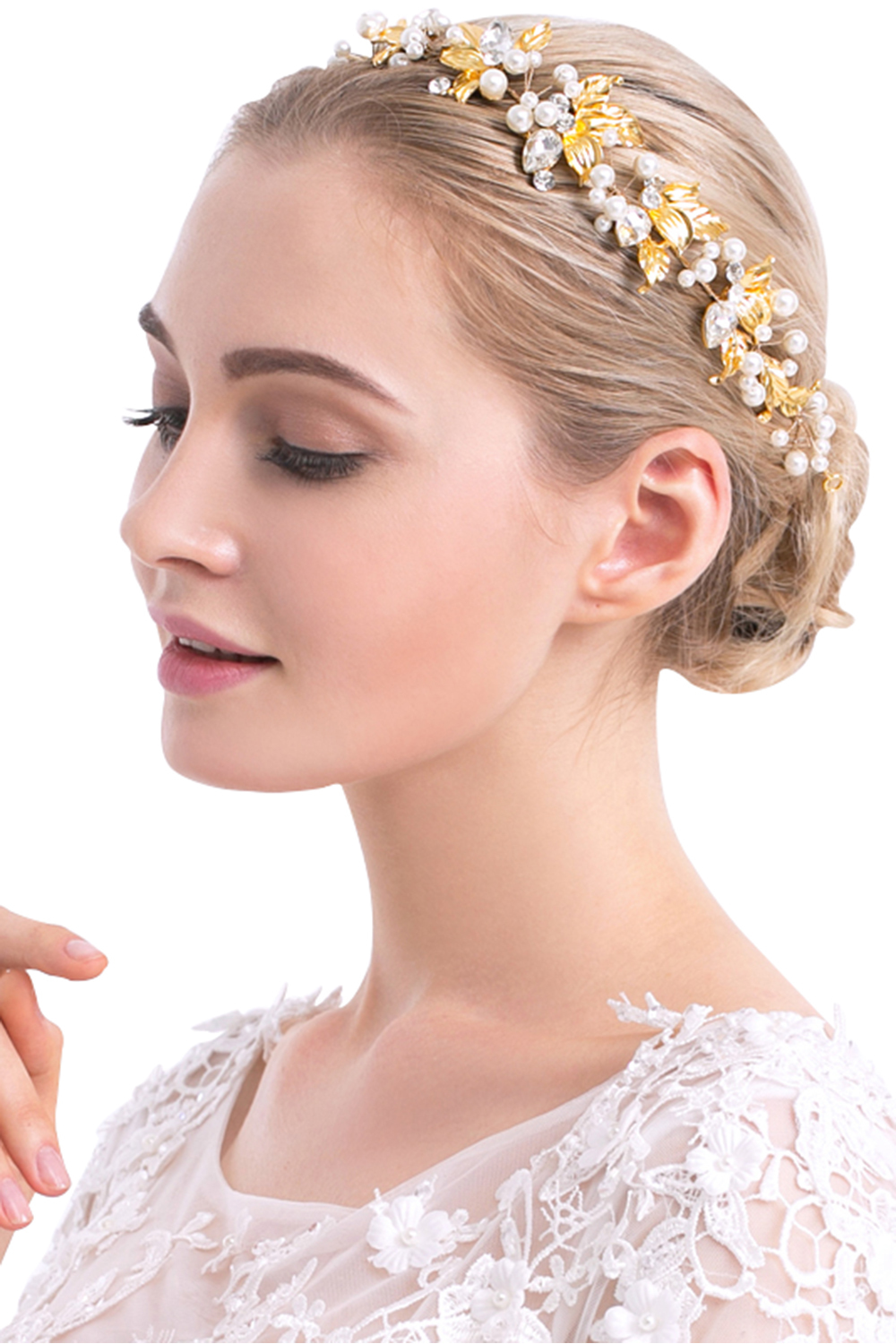 BMbridal Glamourous Alloy Imitation Pearls Special Occasion Hairpins Headpiece with Rhinestone-BMbridal