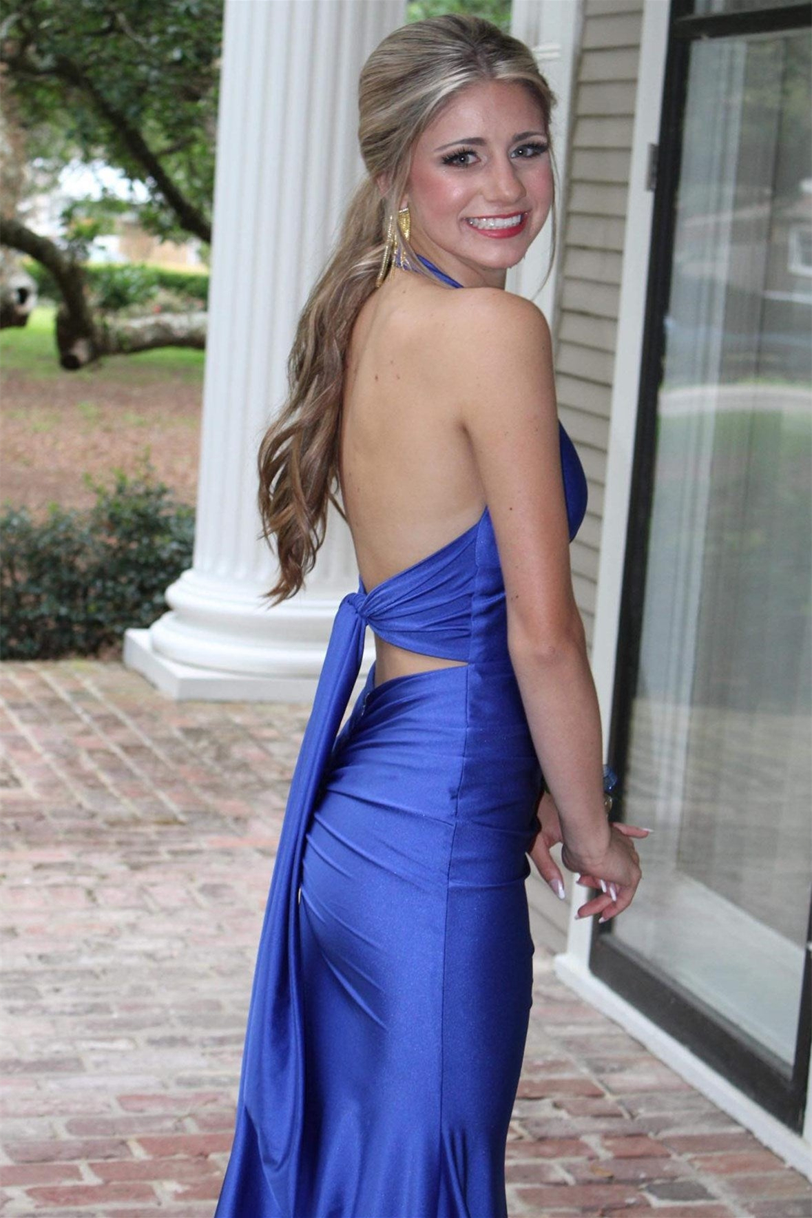 Gorgeous Hot Pink Sleeveless V-Neck Prom Dress Long Mermaid