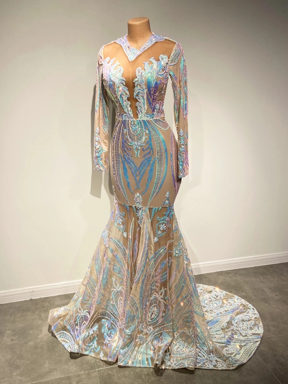 Bmbridal Long Sleeves Sequins Prom Dress Mermaid Online