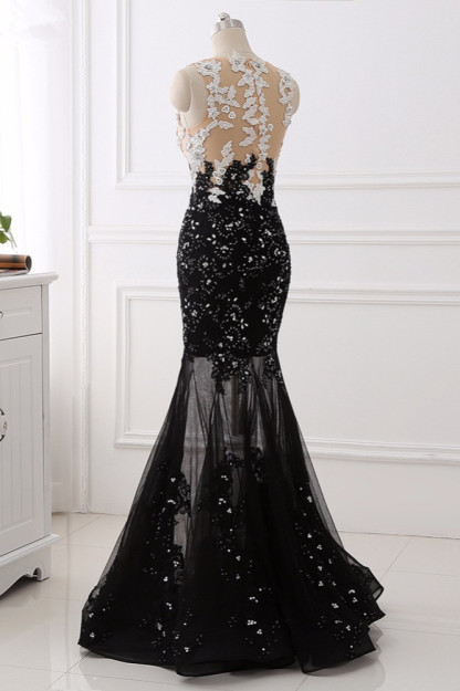 BMbridal Luxury Tulle Jewel Appliques Mermaid Prom Dresses with Rhinestone Online