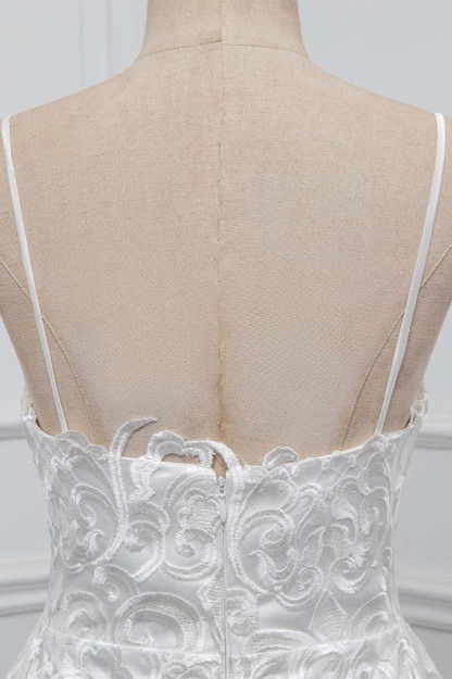 BMbridal Boho Spaghetti Straps V-Neck Appliques Wedding Dresses White Sleeveless Bridal Gowns On Sale-BMbridal