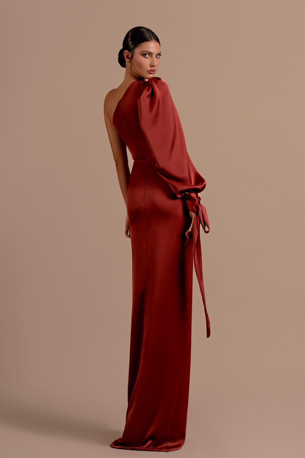 Chic One Shoulder Long Sleeve Prom Dress Slit On Sale