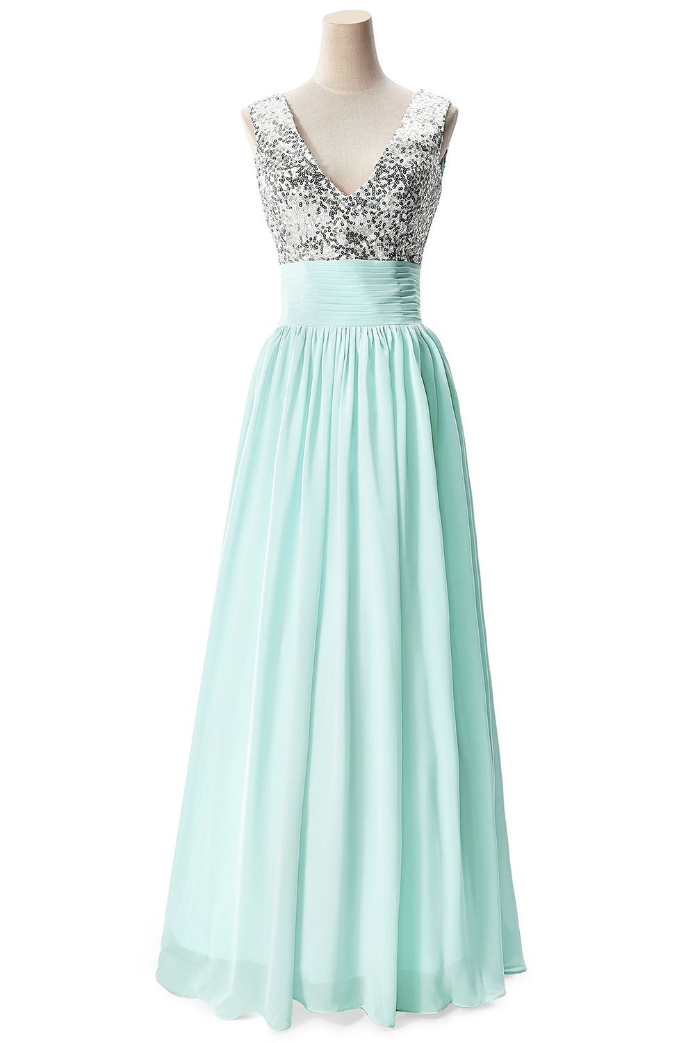 BMbridal A-line V-neck Chiffon Party Dress With Sequined