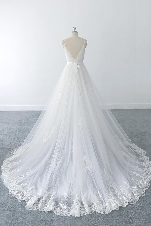BMbridal Amazing Ruffle Appliques Tulle A-line Wedding Dress On Sale-BMbridal