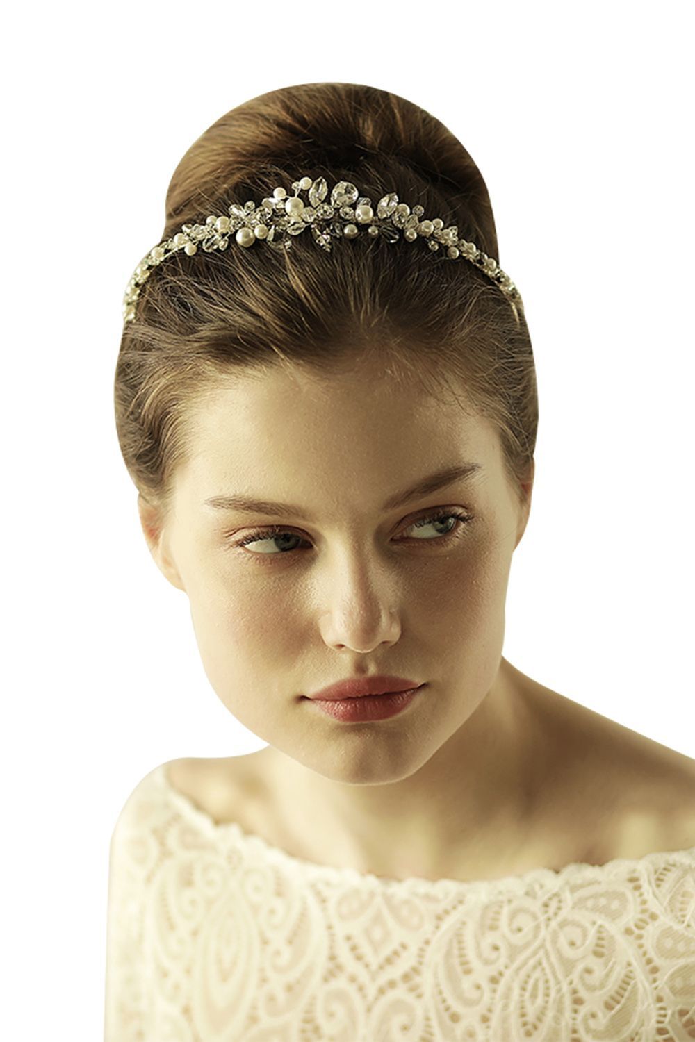 BMbridal Glamourous Alloy Imitation Pearls Special Occasion Wedding Hairpins Headpiece with Crystal Rhinestone-BMbridal