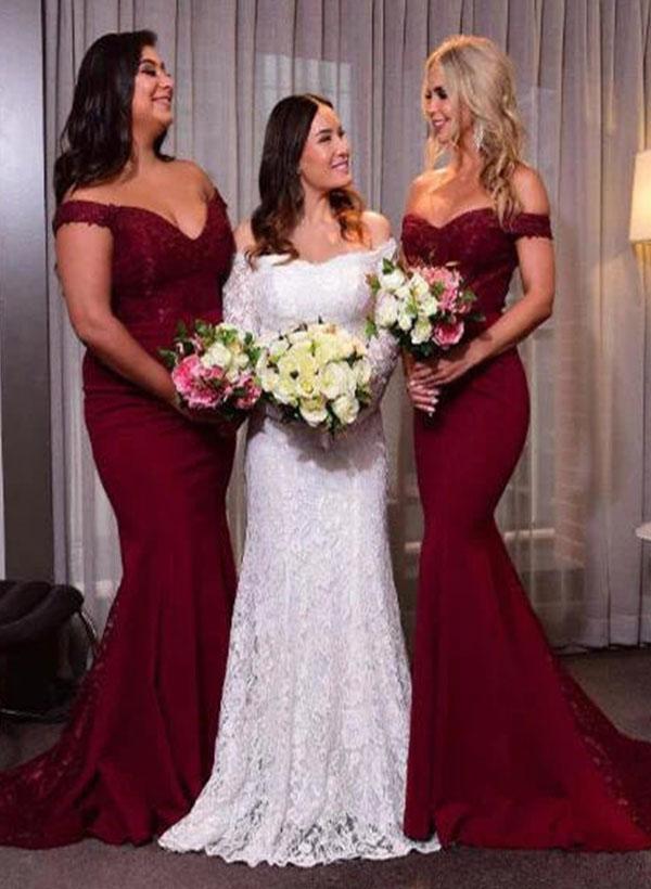Elastic Satin Bridesmaid Dresses With Sequins