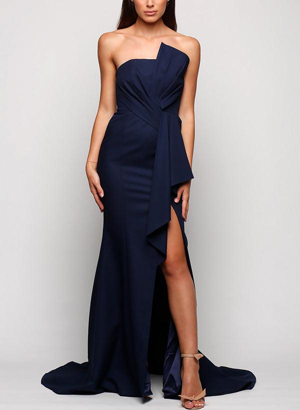 Elastic Satin Bridesmaid Dresses With Split Front