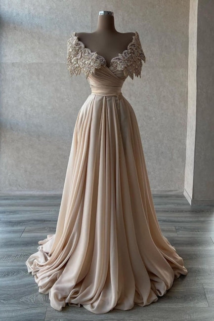 Elegant A-line Long Glitter Beading Sweetheart Prom Dresses-BMbridal.com