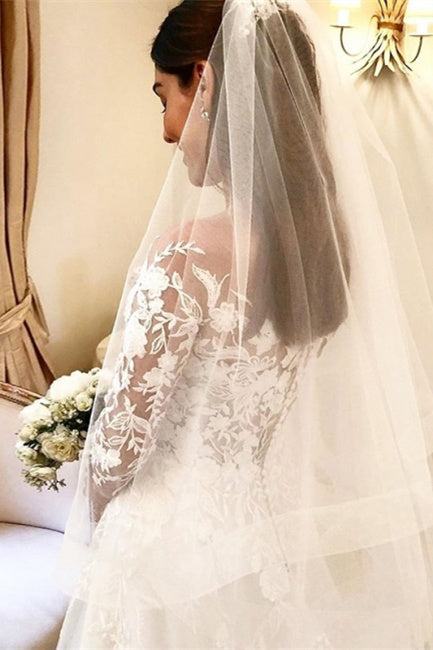 Elegant A Line Wedding Dresses With Sleeves Wedding dresses with lace-BMbridal.com