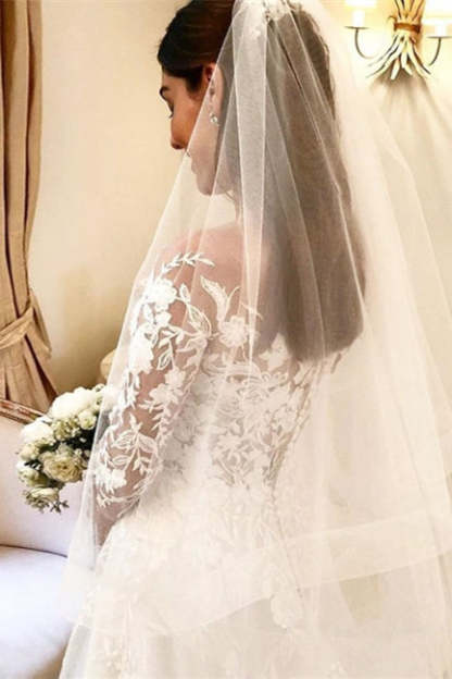 Elegant A Line Wedding Dresses With Sleeves Wedding dresses with lace-BMbridal.com