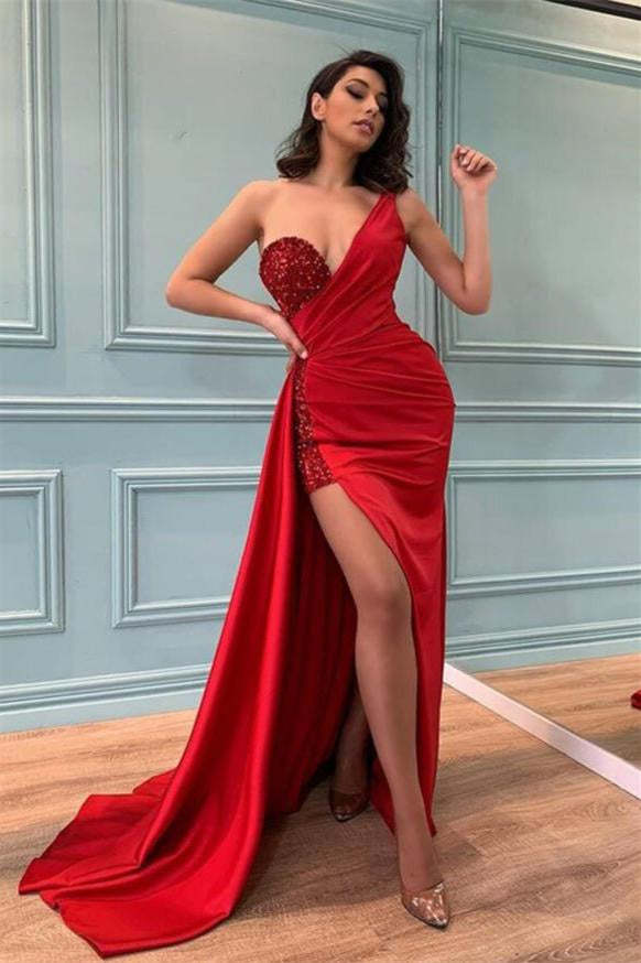 Elegant Long Red Fashion Mermaid Prom Evening Dress-BMbridal.com