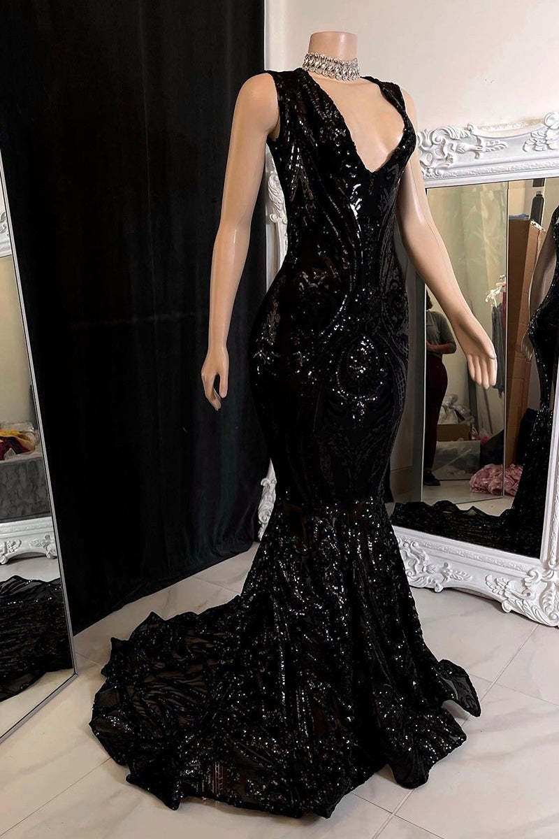 Elegant Long Red Mermaid Sleeveless Prom Dress With Lace-BMbridal.com