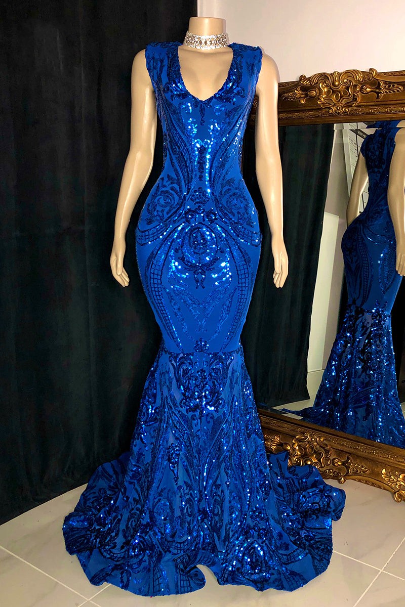 Elegant Long Red Mermaid Sleeveless Prom Dress With Lace-BMbridal.com