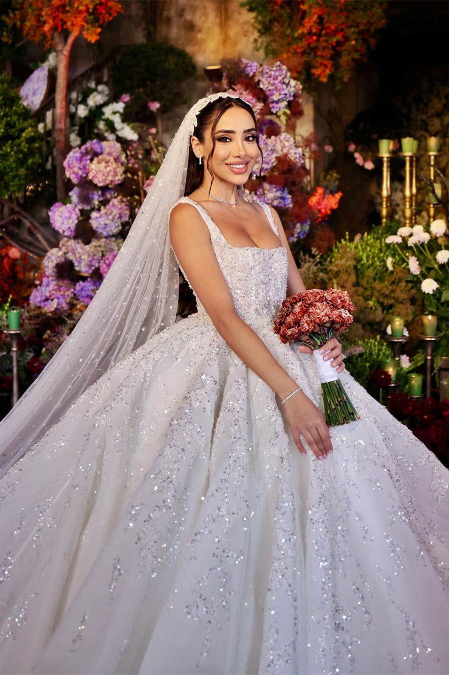 Elegant Long White A-line Appliques Lace Straps Weeding Dress-BMbridal.com