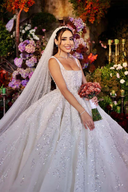 Elegant Long White A-line Appliques Lace Straps Weeding Dress-BMbridal.com