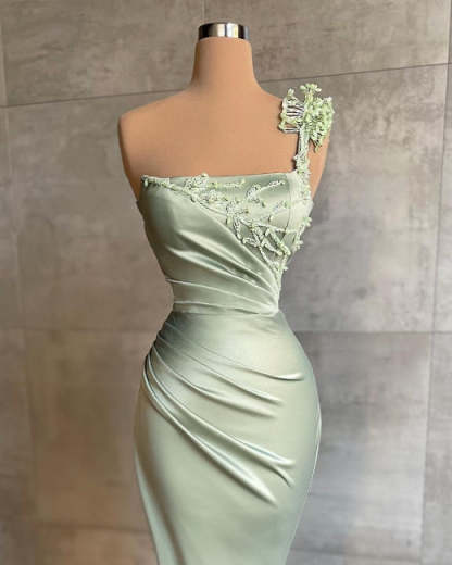 Elegant Mint Long Simple Mermaid Prom Dresses-BMbridal.com