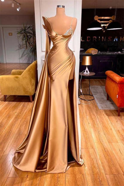Elegant One Shoulder Sequined Long Sleeve Prom Dress With Slit-BMbridal.com