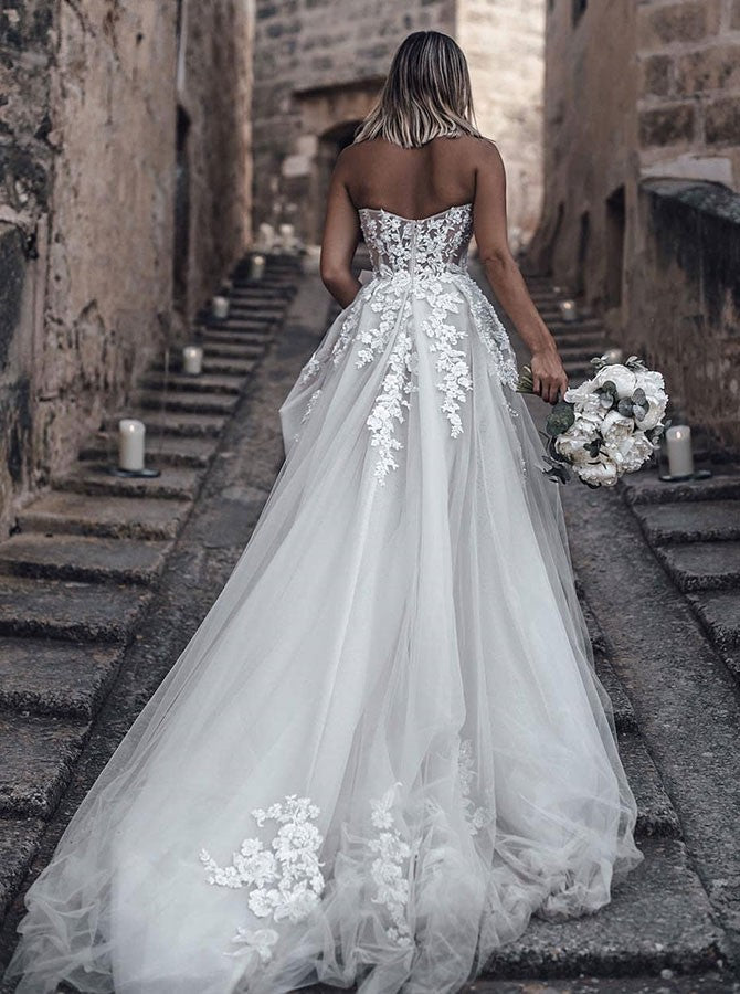 Elegant Princess A-Line Wedding Dresses with Lace-BMbridal