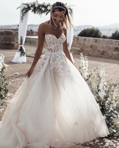 Elegant Princess A-Line Wedding Dresses with Lace-BMbridal.com