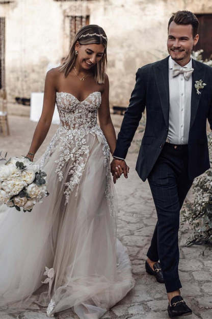 Elegant Princess A-Line Wedding Dresses with Lace-BMbridal.com