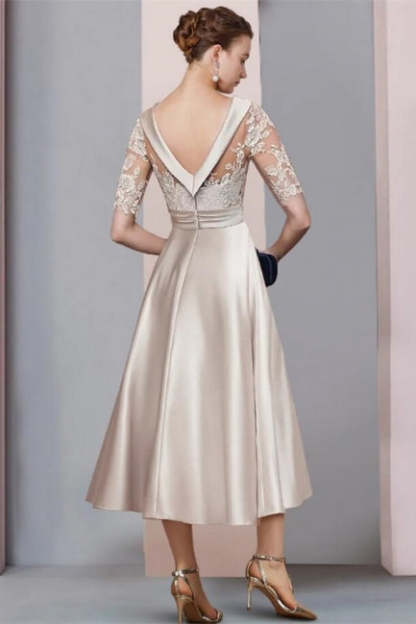 Elegant Simple Short Lace Wedding dresses with 3/4 sleeves-BMbridal.com