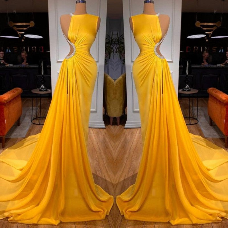 Elegant Sleeveless Long Mermaid Prom Dress With Slit-BMbridal.com