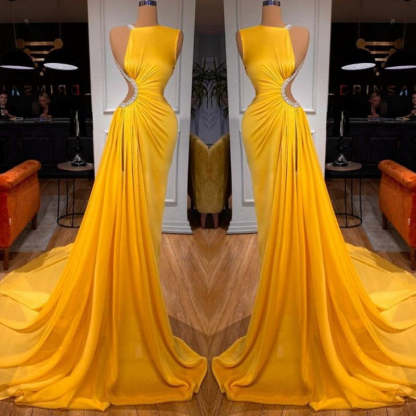 Elegant Sleeveless Long Mermaid Prom Dress With Slit-BMbridal.com