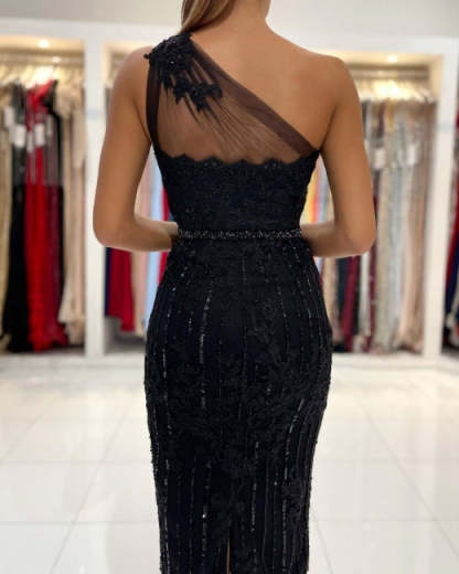 Evening Dresses Short Black Cocktail Dresses with Lace-BMbridal.com